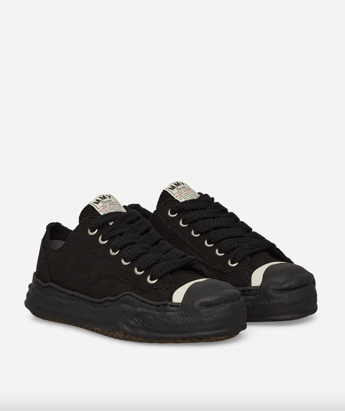 Maison Mihara Yasuhiro Hank Og Sole Canvas Low Top Sneaker - Black / Black