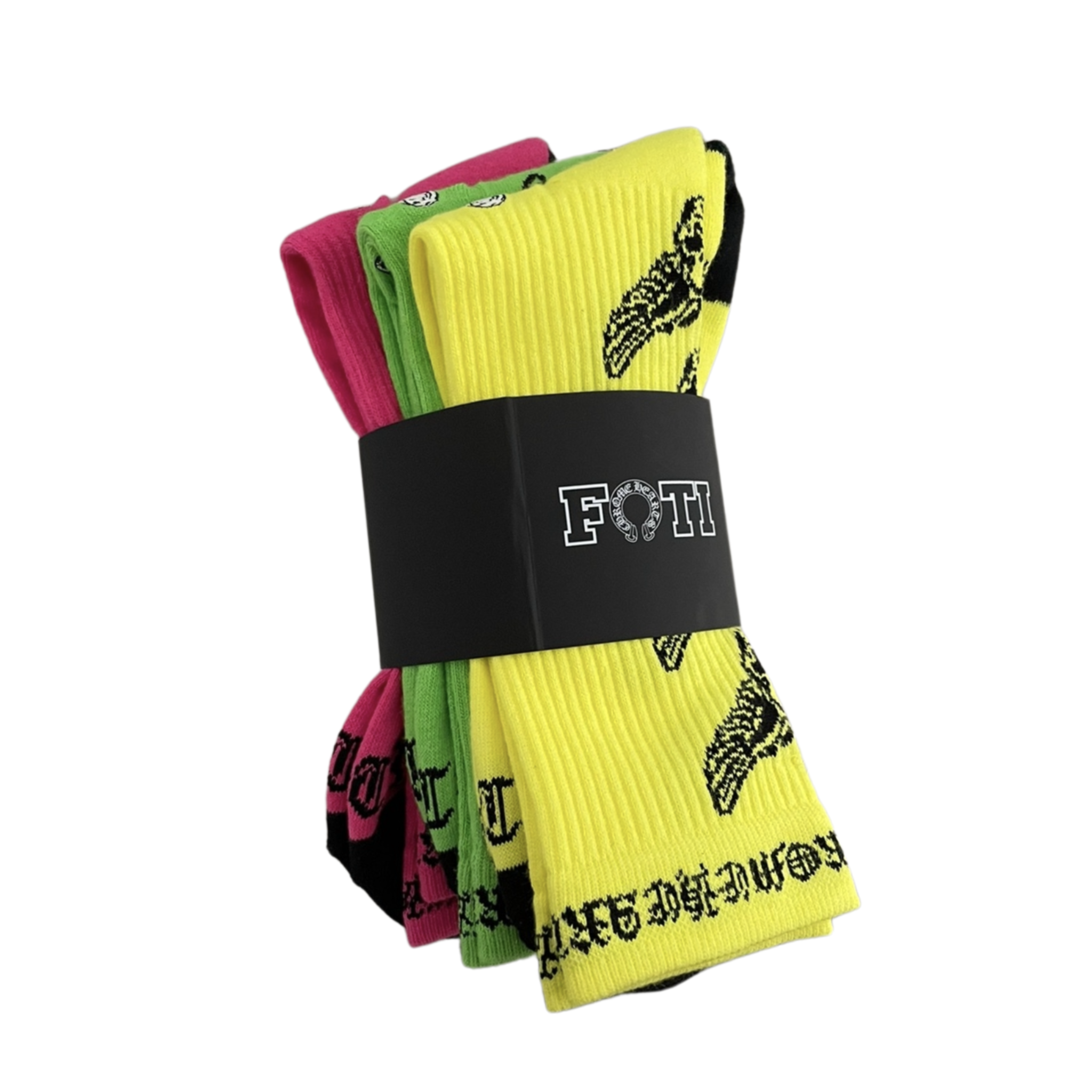 Chrome Hearts Foti Socks (3 pack) Neon Pink/Yellow/Green - US